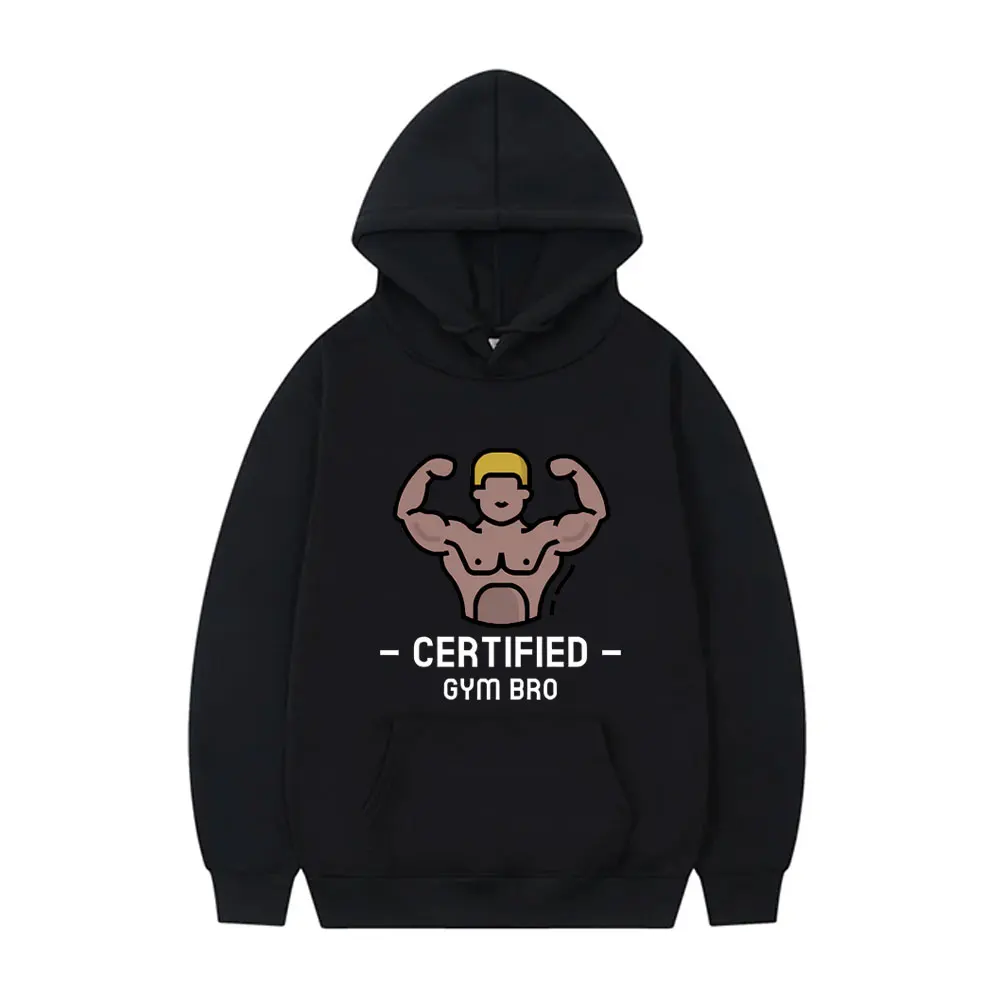 

Certified Gym Dro Funny Meme Hoodie Men Women Casual Fitness Exercise Cozy Pullover Hoodies Male Cotton Oversized Sweatshirt