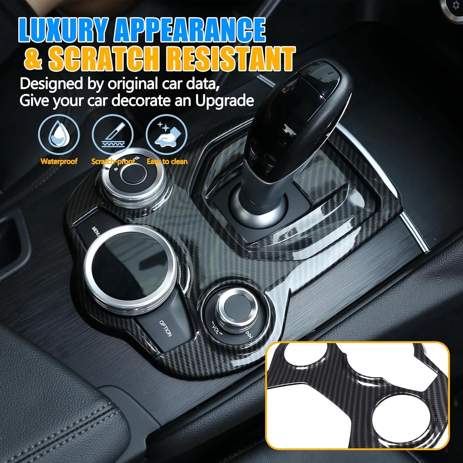 

Carbon Fiber Console Gear Shift Panel Frame Cover For Alfa Romeo Giulia Stelvio 952 949 2017-19 Car Accessories Decorative Trim