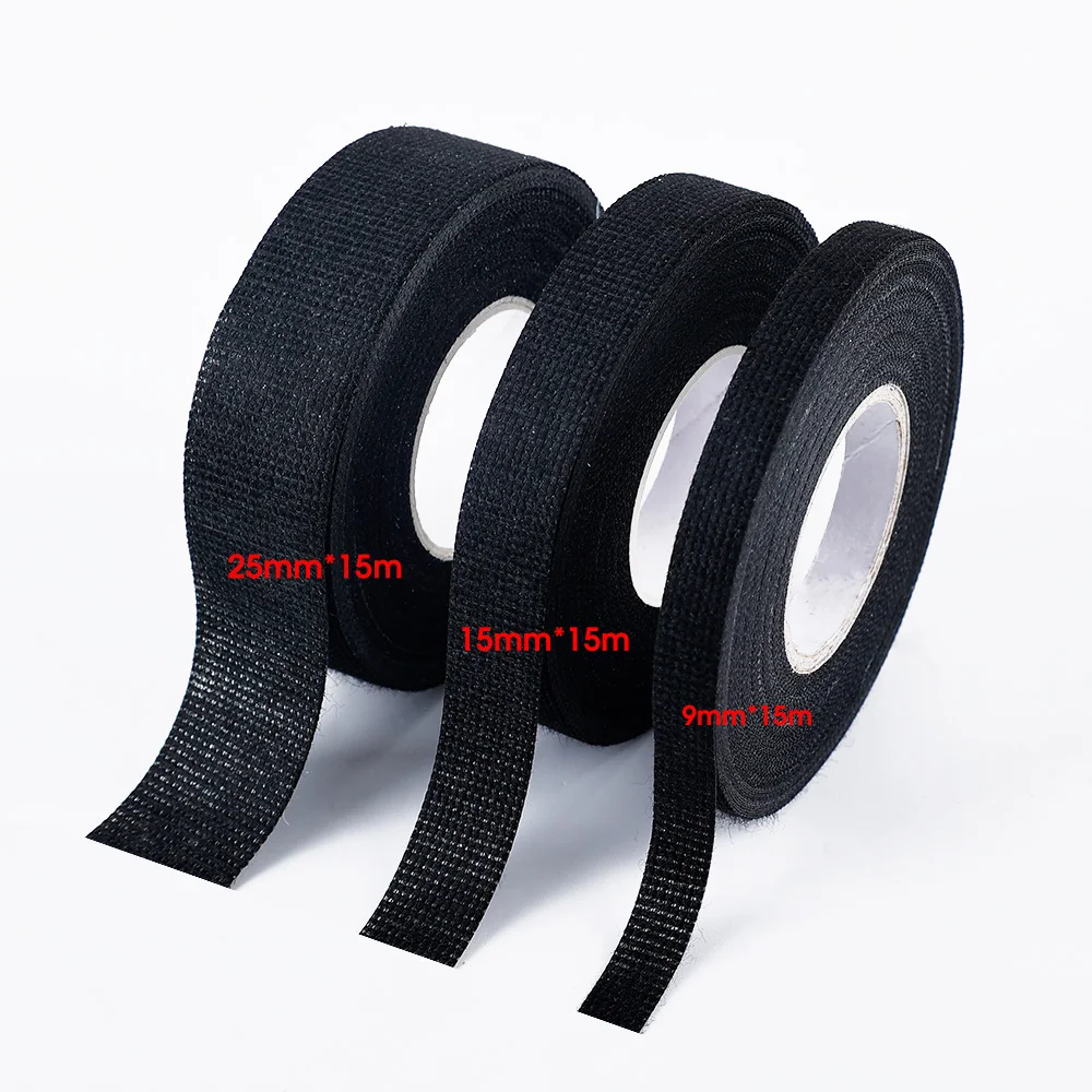 15M Heat-resistant Flame Retardant Tape Adhesive Cloth Electrical Tape for Automotive Cable Harness Wiring Loom Protection