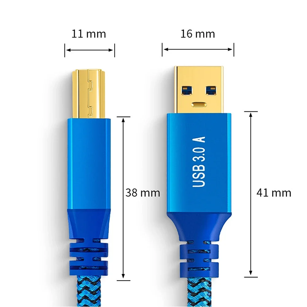 0.3M-3M USB 3.0 Type B Data Cable USB-A To USB-B Nylon Braid Cord for Docking Station External Hard Drivers Scanners Printers