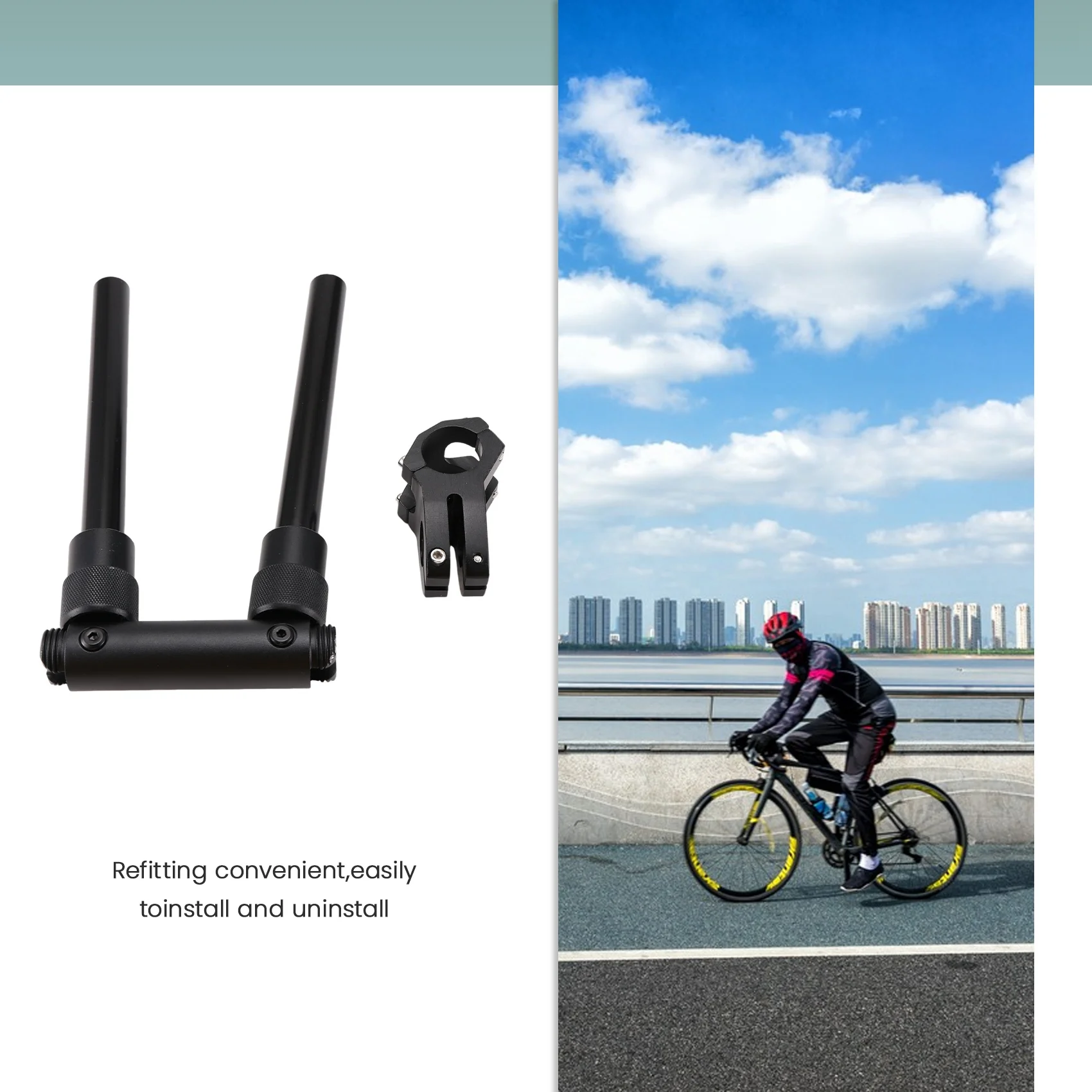 

Folding Handle Bar 90 Degree Fold Electric Bicycle Handlebar for KuGoo M4 Electric Scooter Black 23.5mmJAS