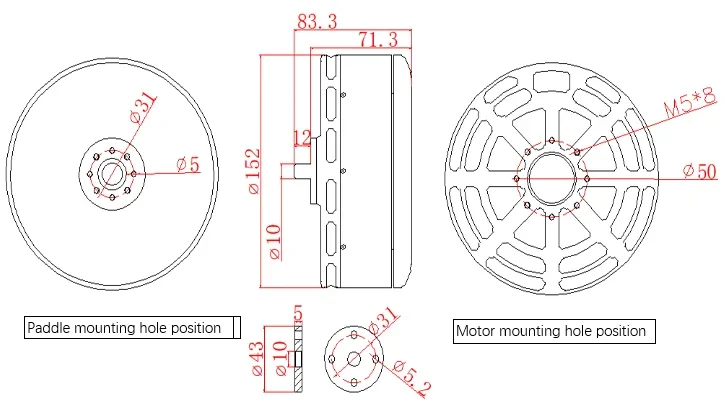P400 KV50 Grande impulso poderoso 80kg 50N.m motores elétricos marinhos de elevação pesada sem escova Dr-one