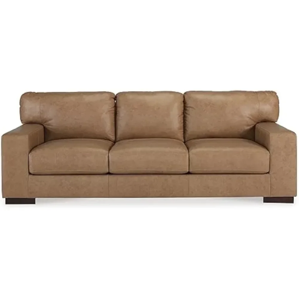 

# l Lombardia Contemporary Leather Match Sofa, Light Brown