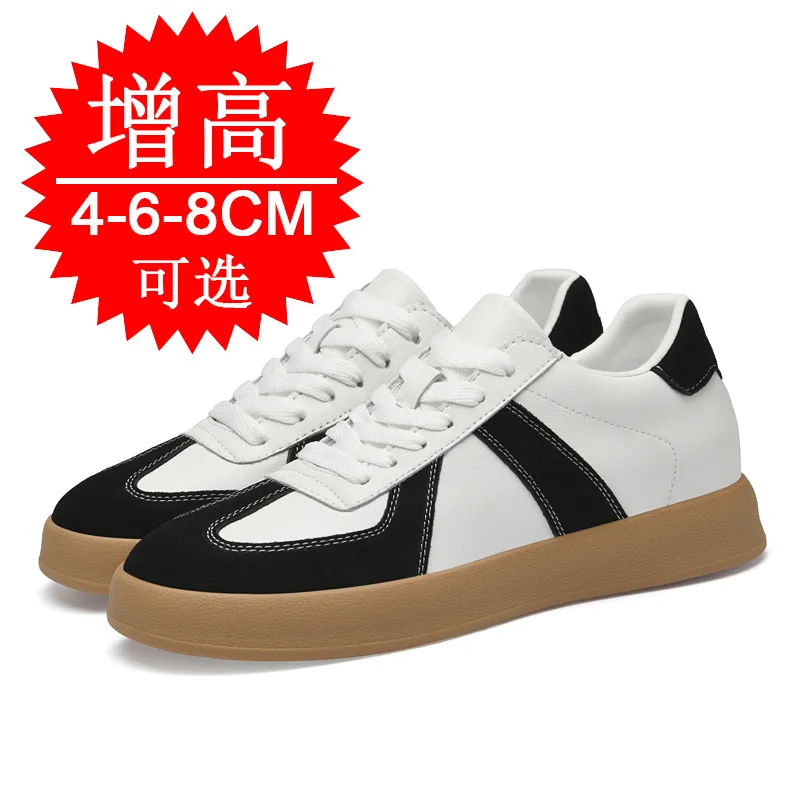 Man Vintage Elevator Shoes Height Increase Insole 8cm Taller Lift Sneakers Shoes Men Leisure Fashion Sports White Shoes - Image 5