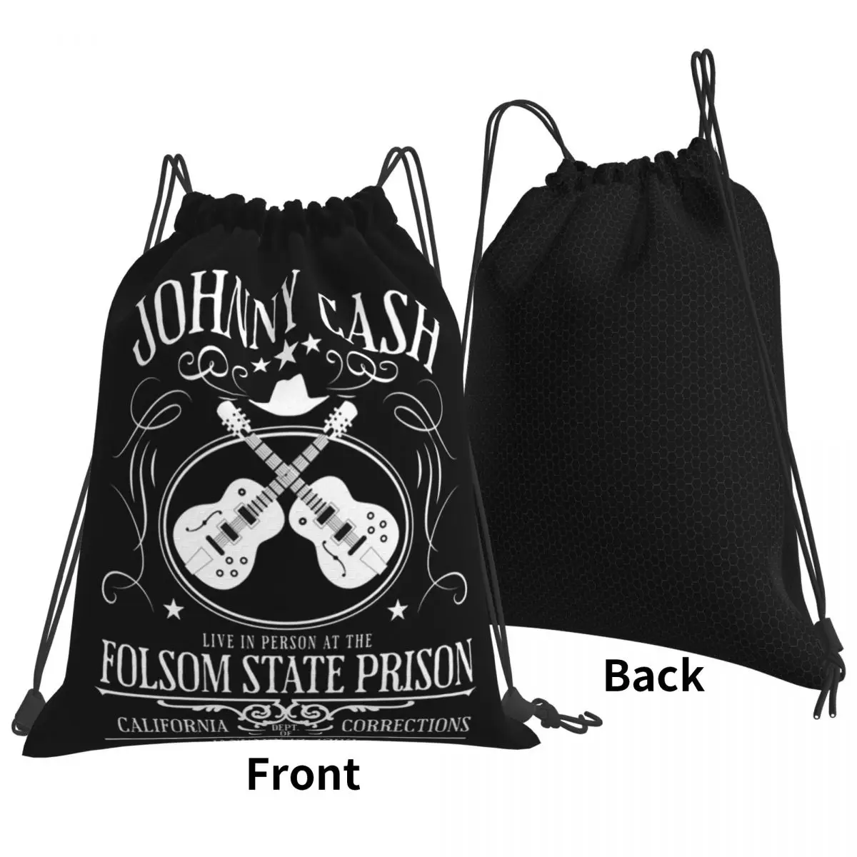 Johnny Cash Live At Folsom State Prison Jan 13 1968 Backpacks Casual Drawstring Bags Sports Bag Book Bags for Man Woman Students
