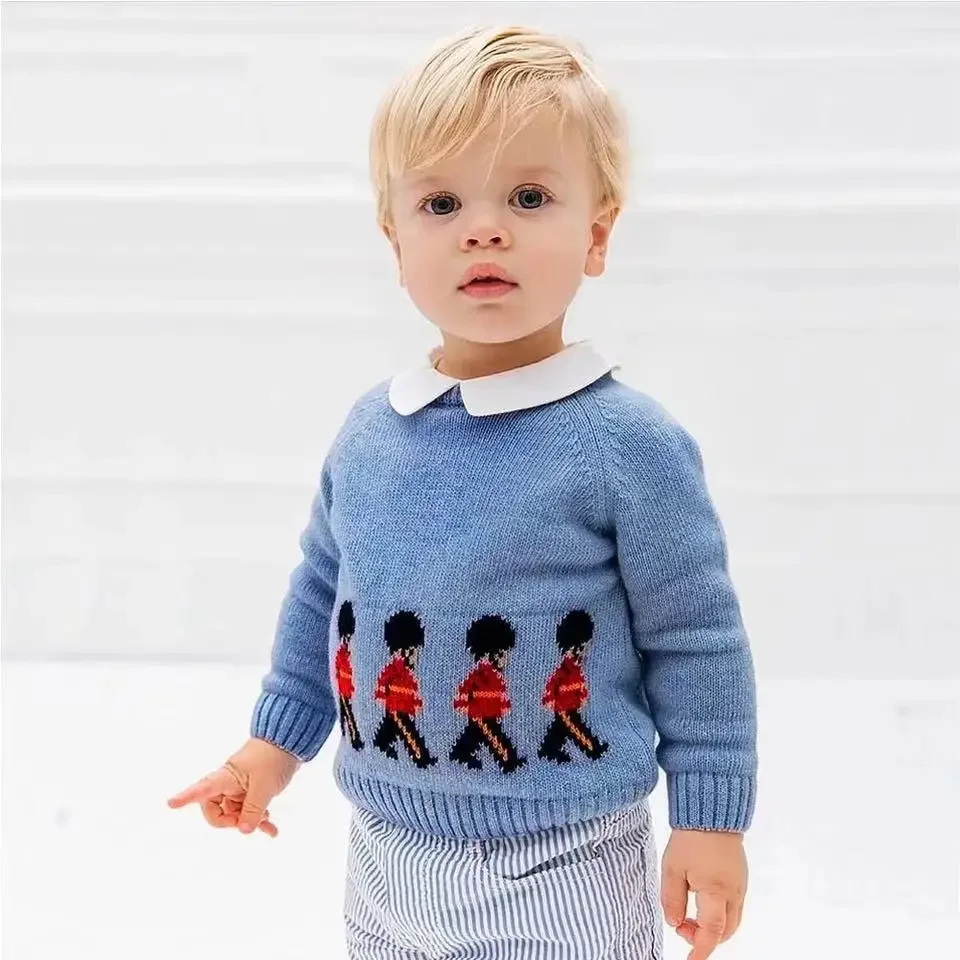 Spanish Baby Boys Clothes Children\'s Sweater Cardigan Baby Wool Cartoon Sweater Kids Winter Sweaters Christmas Boys Clothes