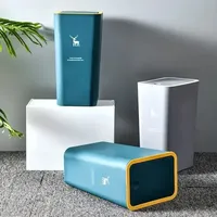 Cubo de basura tipo prensa con tapa, papelera de plástico para el hogar, cocina, sala de estar, oficina, 10 o 15l