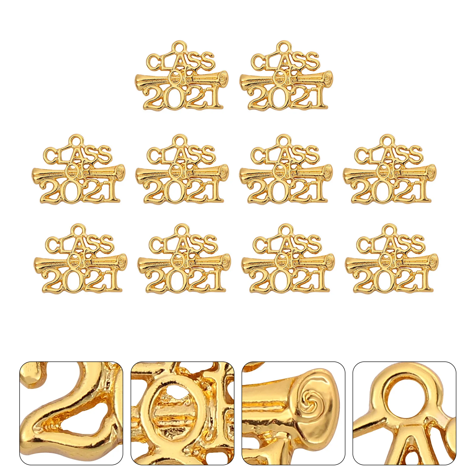 

10 Pcs Graduation Season Pendant Alloy Letter Phone Cute Accessories Girls Charms Unique Design Eye catching Gifts Dance Cosplay