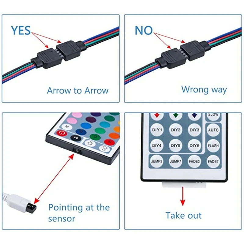 5M LED Light Strip RGB 3528 300 LED Flexible LED Strip Light With 44 Key Remote+2A Transformer For Christmas