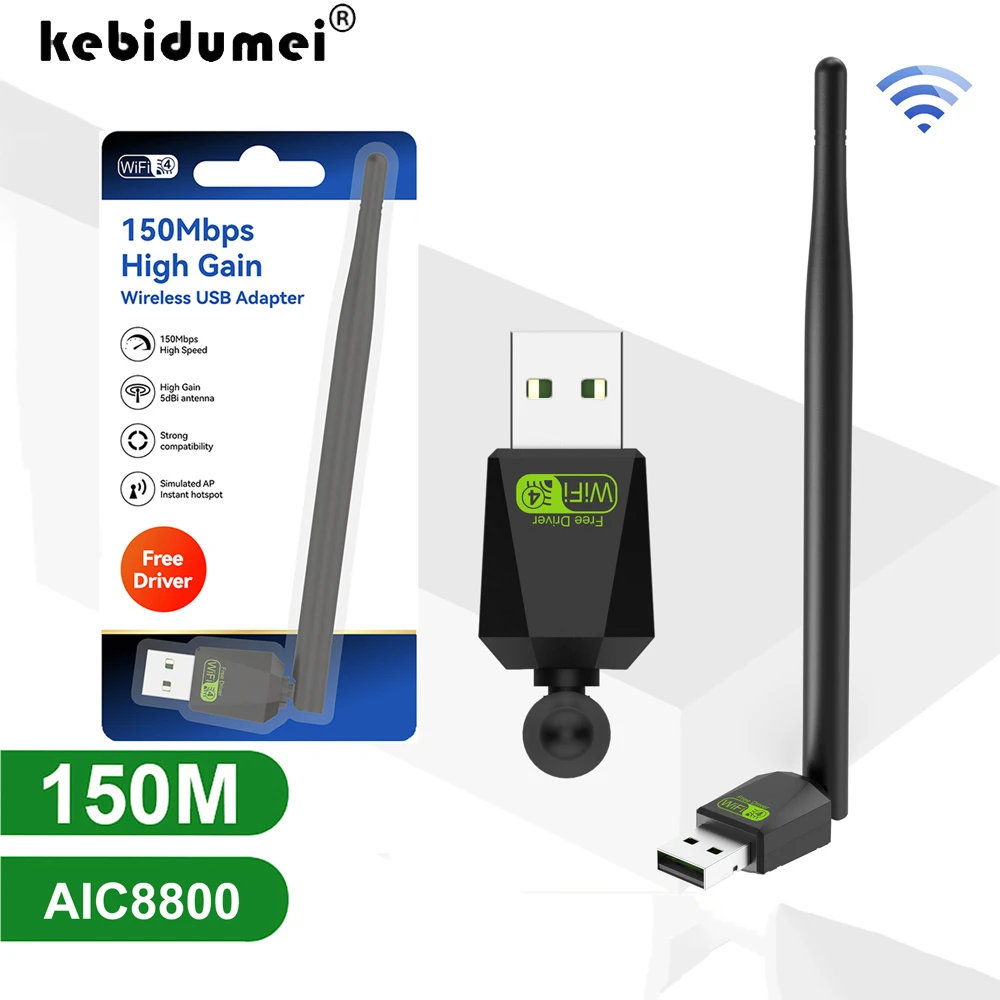 

2.4GHz USB 2.0 Adapter 150Mbps WiFi Wireless Network Card with Antenna Chipset Ralink RTL8188FTV for Laptop PC Wholesales