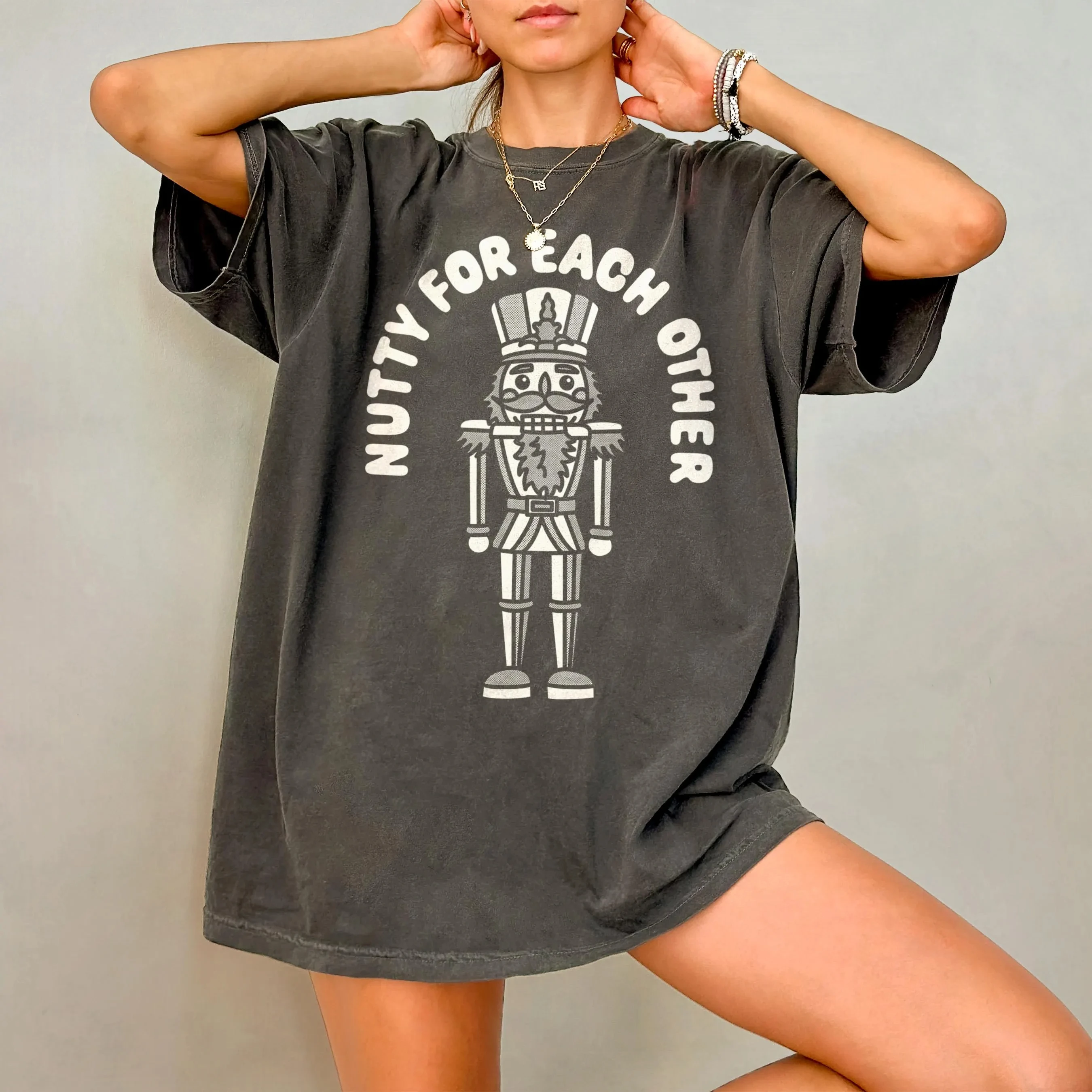 

Женская футболка больших размеров с забавным узором «Щелкунчик», хлопковая дышащая модная и универсальная уличная одежда унисекс большого размера