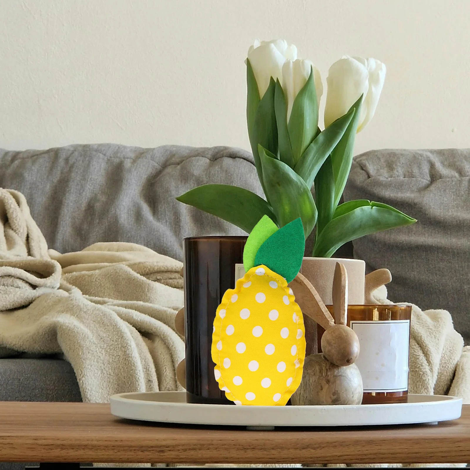 

6pcs Fabric Lemon Decoration Artificial Fruit For Tiered Tray Farmhouse Home Decor Simulation Fake Lemon Faux Fruit Ornament