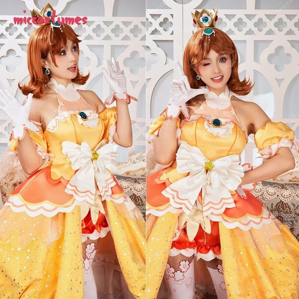 Miccostumes x akuoart Women\'s Princess Cosplay Costume Puff Sleeves Top and Shorts with Skirt and Gloves