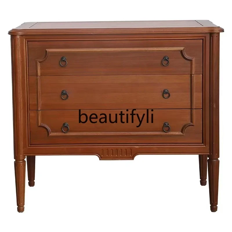 53Medieval solid wood removable decorative storage cabinet American country bedside cabinet locker