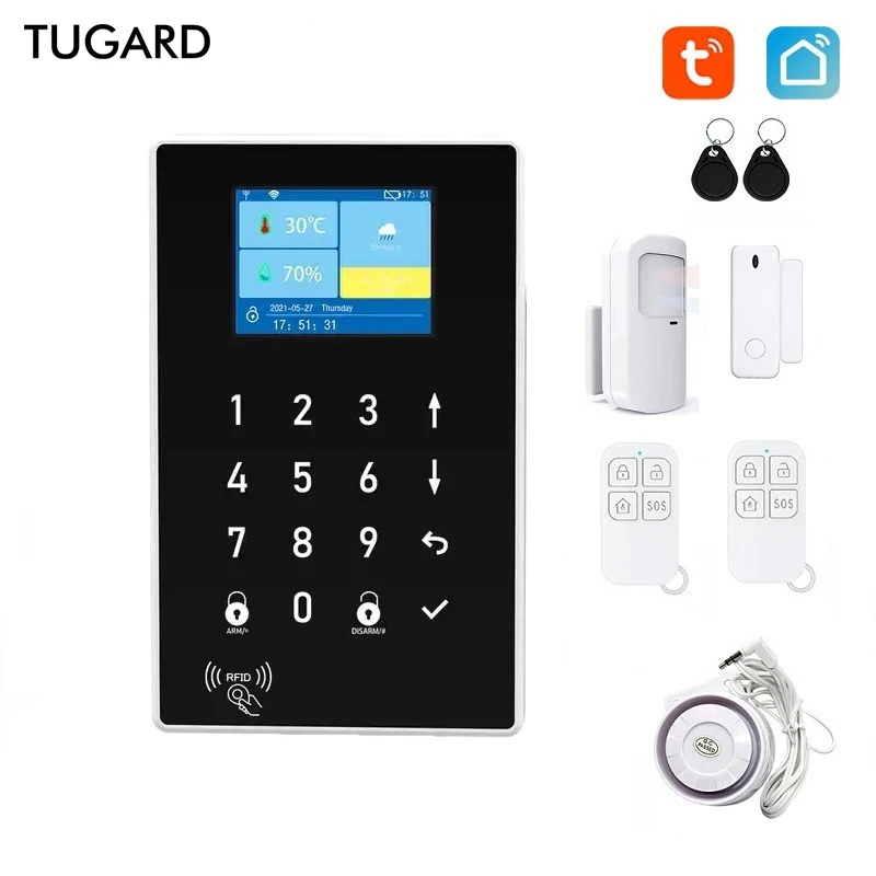 TUGARD-GSM WiFi Security Alarm System, Sem Fio, À Prova de Fogo, Anti-Roubo, Sensor para Tuya Smart Home, 433MHz