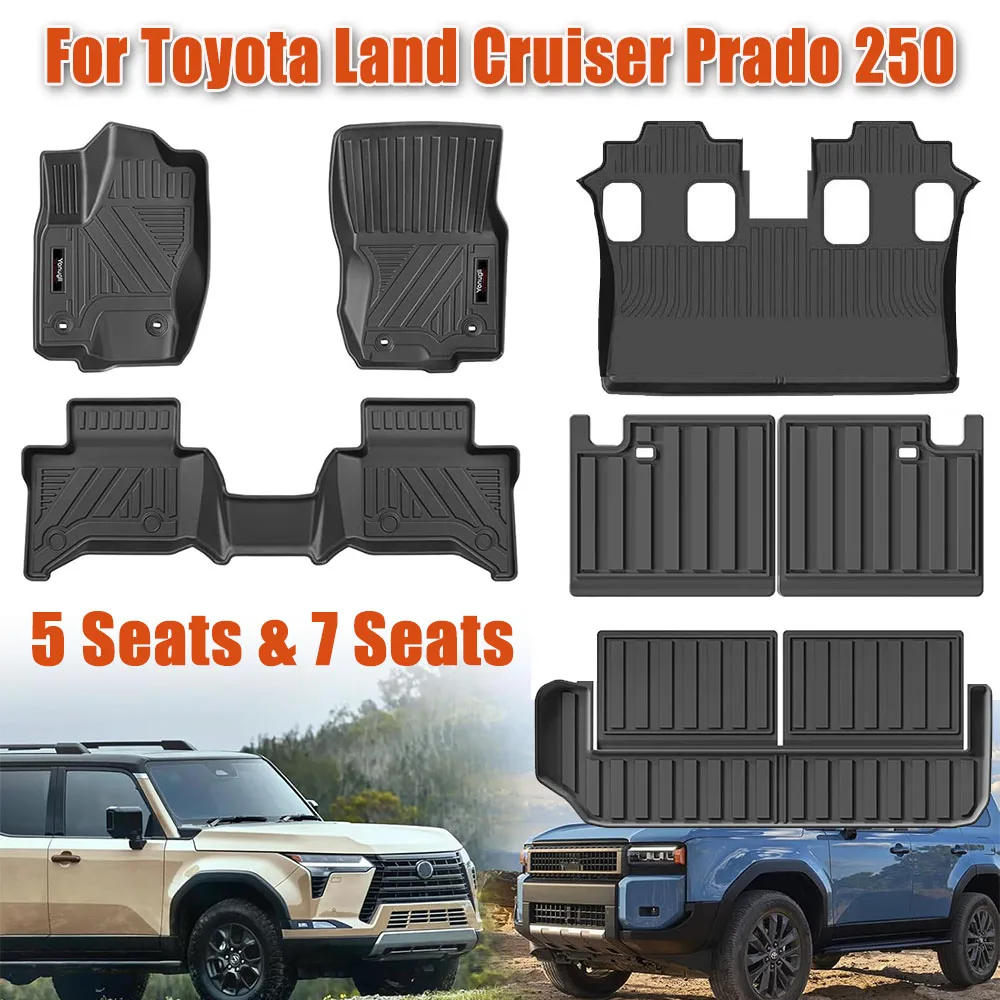 

Floor Mats Cargo Liner for Toyota Land Cruiser Prado 250 LC250 for 5&7 Seat TPE All Weather Floor Liners Trunk Mat 2024 2025