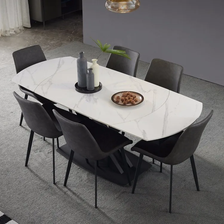 m First-Class Quality Modern Luxury Nordic Style Folding Dining Room Table Coated Rock Beam for Home Hotel Living Room m