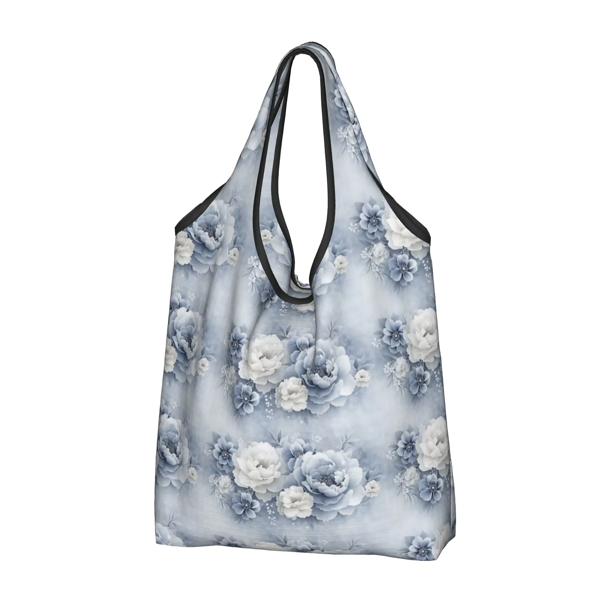 Fashion Trend 3D Flowers Grocery Shopping Bags Fashion Shopper Shoulder Tote Bags Big Capacity  Luxury High 3D Floral Handbag