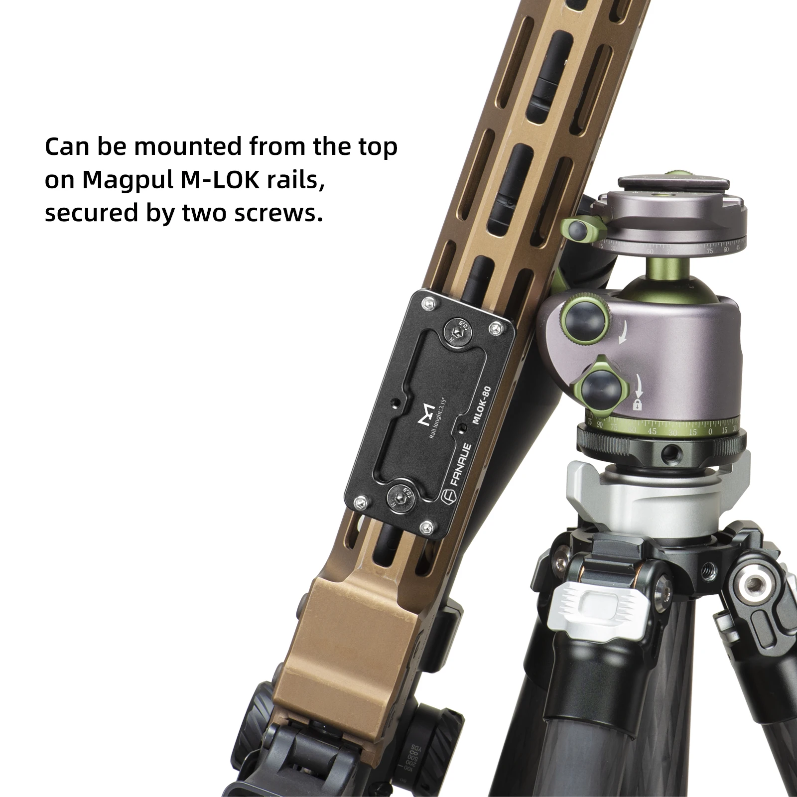 FANAUE M-Lok Arca Rail Tripod Mount Adapter Bipod Arca-Swiss/RRS Dovetail Hunting for Rifle Tripod Ballhead Quick Release Plate