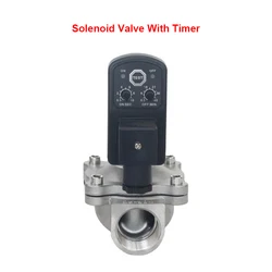 Normally Closed Electric Solenoid Valve With Timer Stainless steel Female Thread 1/2