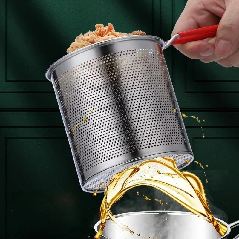 Stainless Steel Deep Fryer with Basket Multi-Purpose Anti-Slip Base Cool Handle for Home and Commercial Tempura Chicken Frying