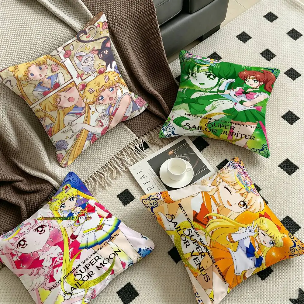 Adventure Anime S-Sailors Moon Cushion Cover Car Throw Pillow Case For Sofa Car Christmas Gift 40x40cm 45x45cm