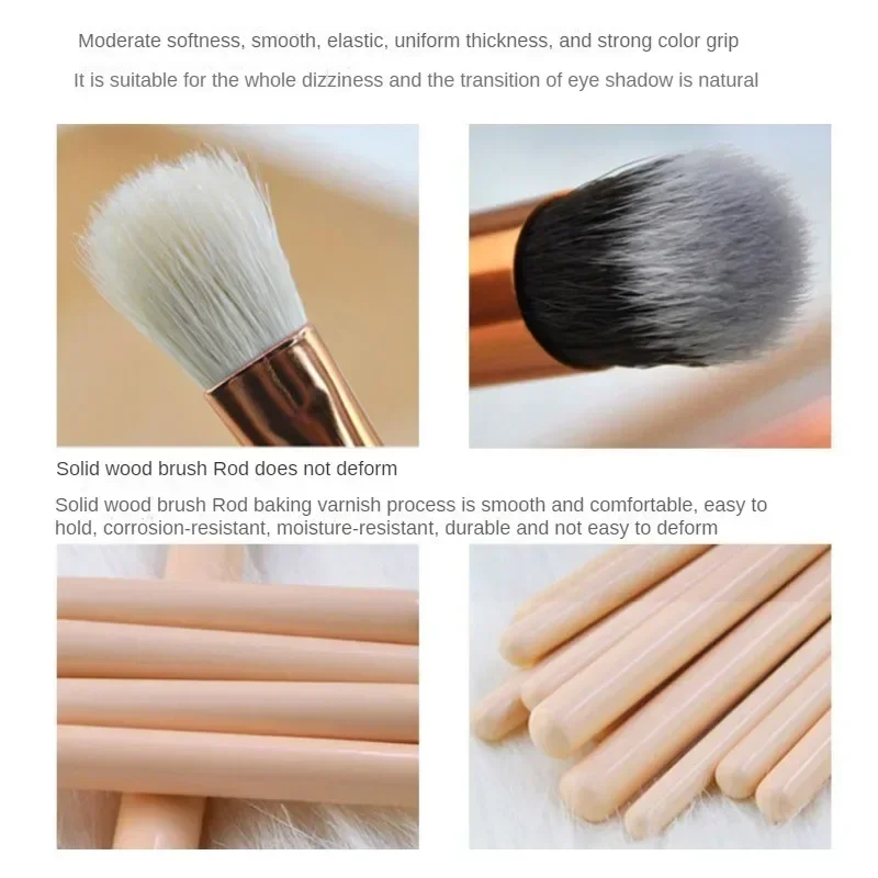 12Pcs Professional Eyes Makeup Brushes Set Wood Handle Eyeshadow Eyebrow Eyeliner Blending Powder Smudge Brush