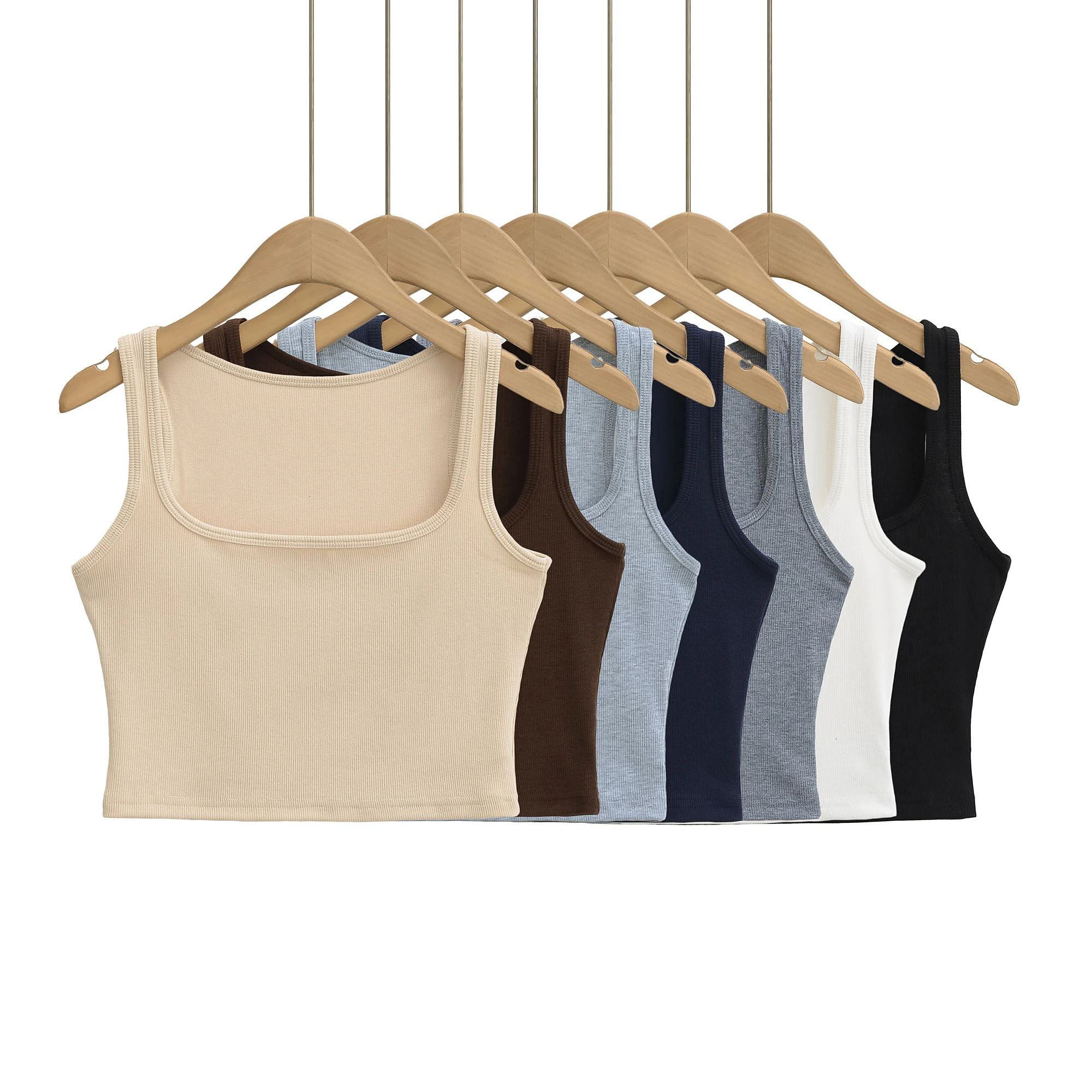 

Square Neck Women Sleeveless Tank Crop Vests Summer New Sexy Women's Vest Camis