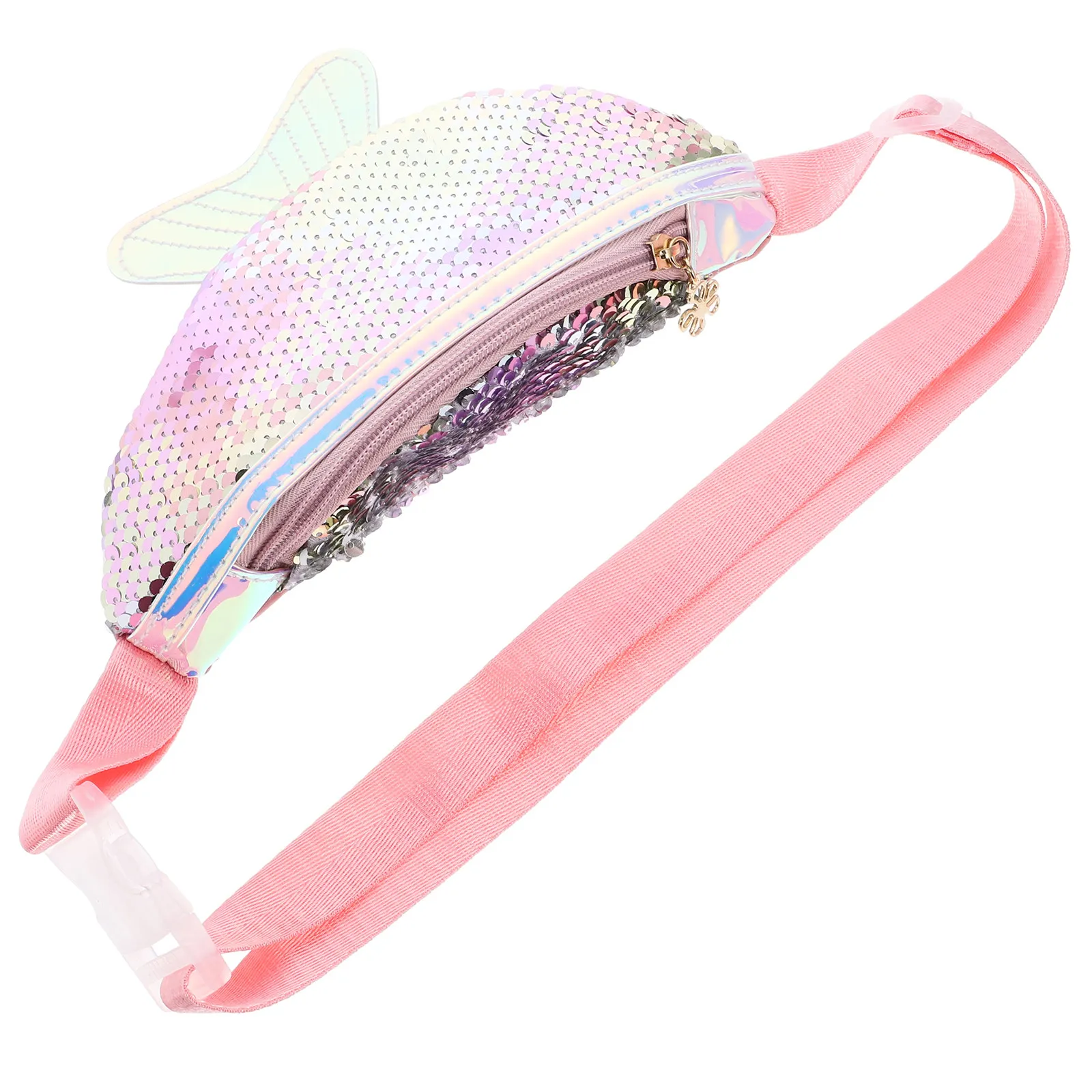 

Розовая мини-сумка-бананка из ПУ с пайетками, легкая, многофункциональная, через плечо, для женщин, повседневная, спортивная