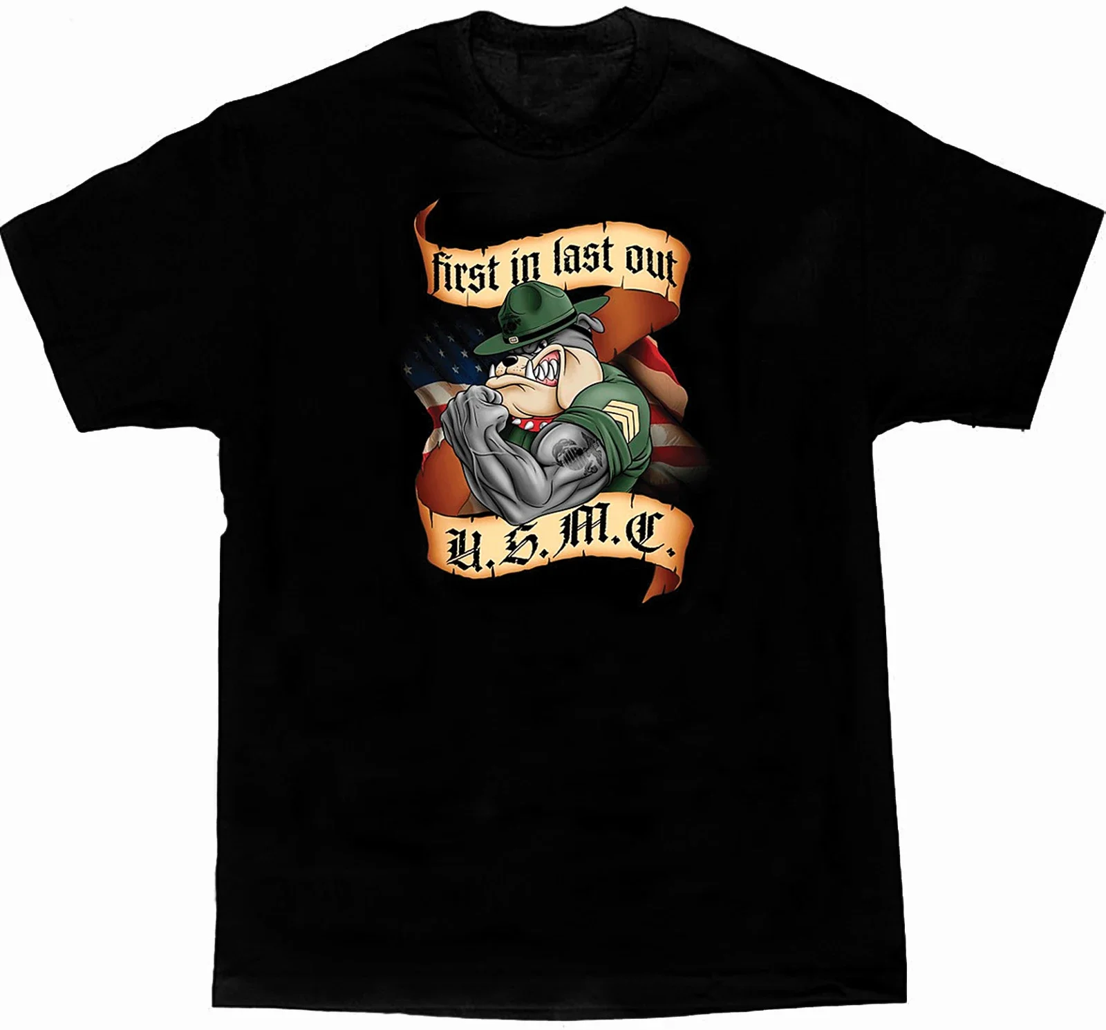 Primeiro em durar fora. Camiseta de design criativo USMC Devil Dog. Verão algodão manga curta o-pescoço masculino t camisa novo S-3XL