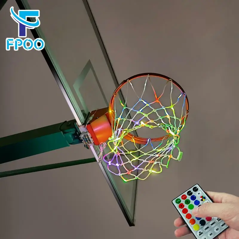 LED Basketball Net Light With Timer Remote To Control Color-Changing Light-Emitting Sports Waterproof Standard Basketball Nets