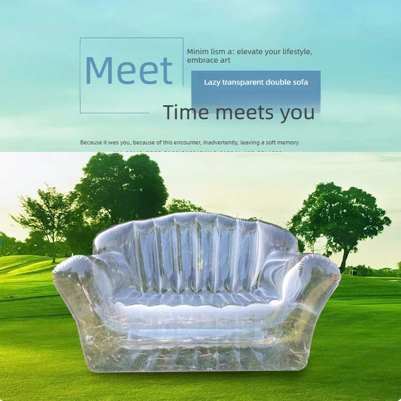 Transparent Inflatable Sofa Double Seater Portable Comfortable Soft Chair For Home Outdoor Use High Quality Durable Furniture
