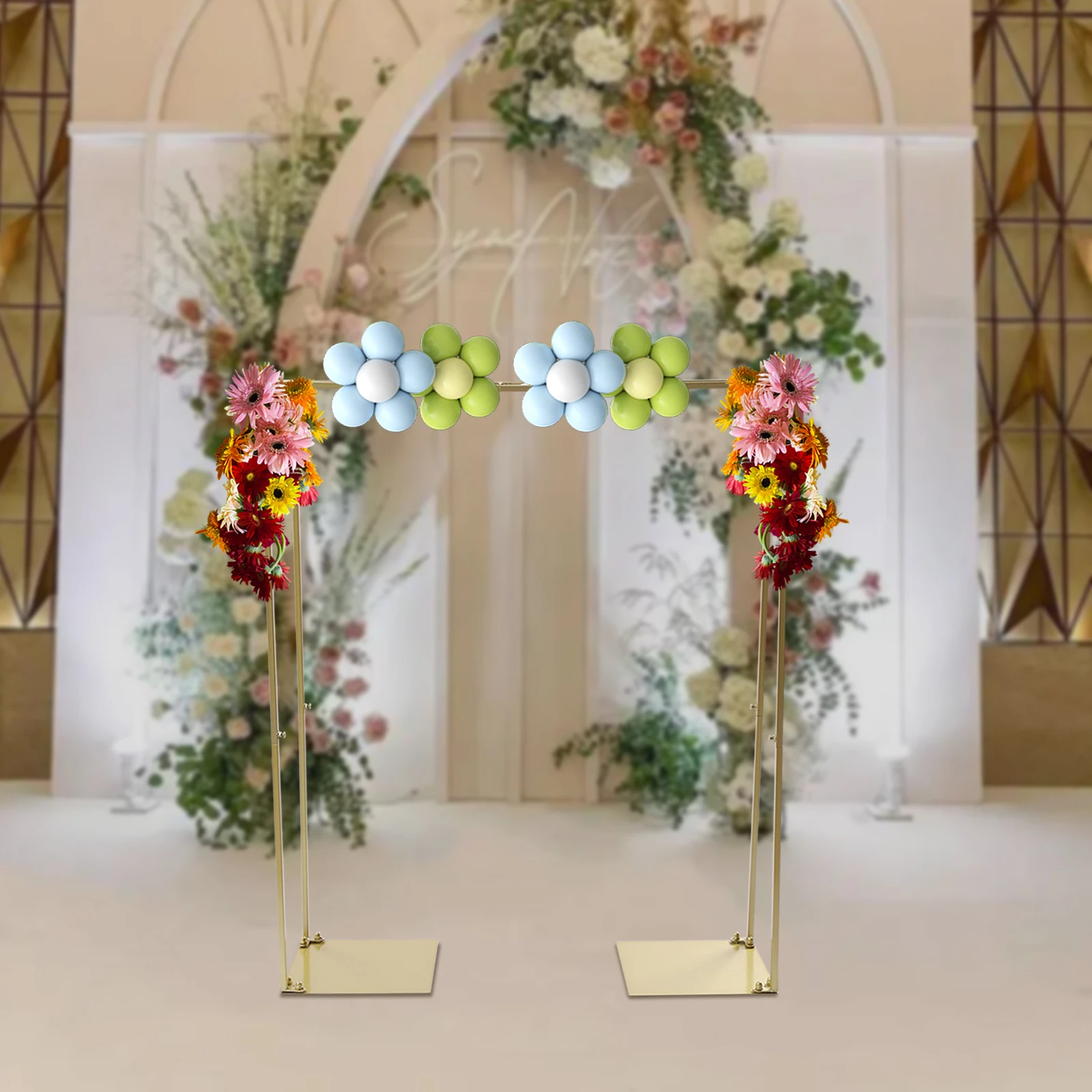 Metal Flower Stand Archway Square Backdrop Wedding Stand Floor Flower Stand 100*30*120cm For Wedding Birthday Anniversary Party