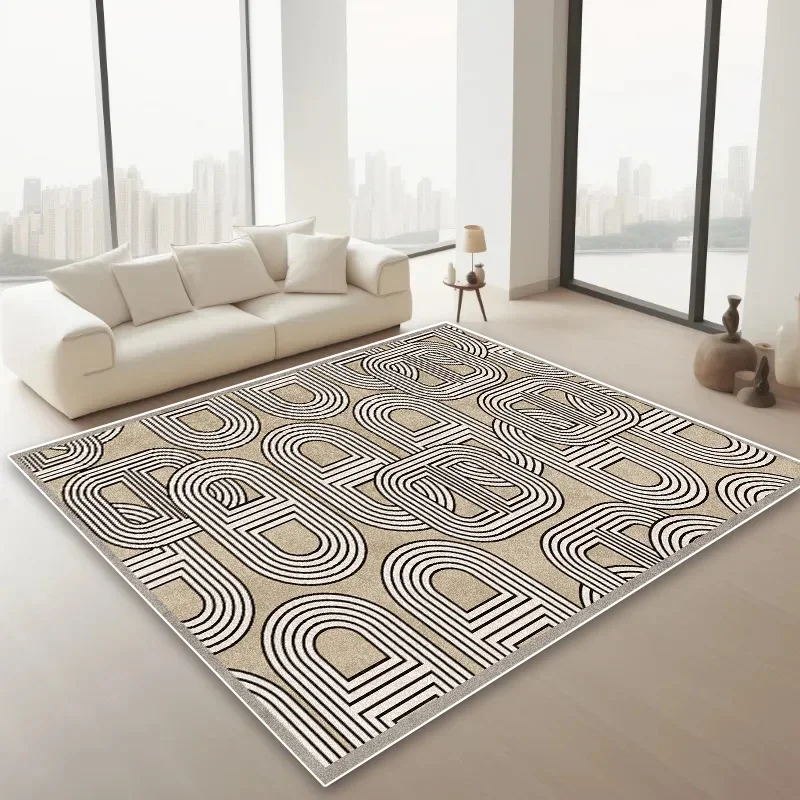 French Chain Design Area Rug Non-Slip Fluffy Plush Carpet for Living Room Bedroom Bedside Floor Mat Soft Home Decor