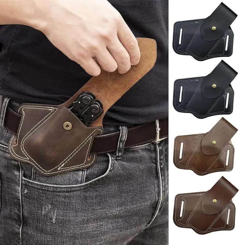 Multitool Sheath Retro Multi-Tool Holder For Belt Belt Pouches For Men Slanted Sheath Leather Holster Outdoor Accessories