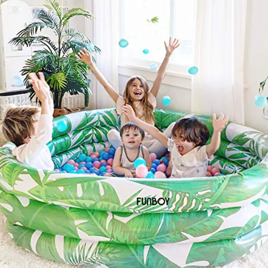 Giant Inflatable Luxury Tropical Palm Kiddie Pool for Ball Pits Swimming Summer Parties Beach PVC Green Durable Easy Setup