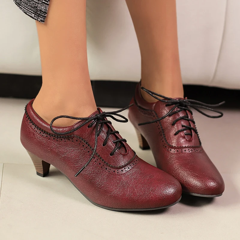 Women Ballroom Dance Shoes Lace-up Closed Toe Victorian Style Vintage Latin Modern Salsa Dance Practice Teaching Dance Shoes