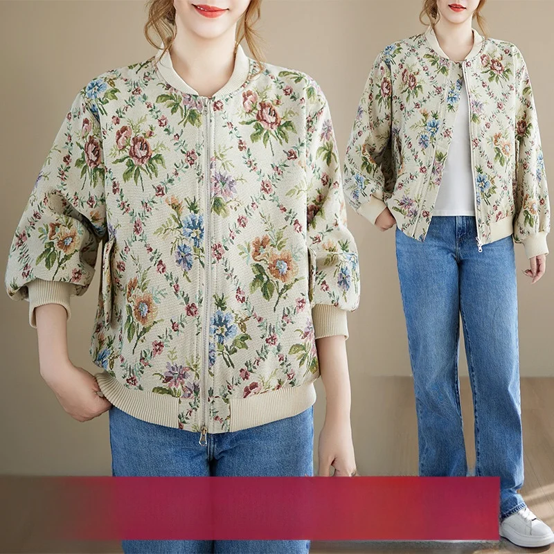 가을 겨울 야구 재킷 자수 유화 디자인 여성용 아우터웨어