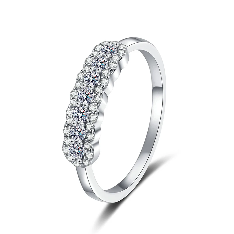 Smyoue GRA 2mm Full Moissanite Ring for Women Lab Created Diamond S925 Sterling Silver Plated 18k Wedding Jewelry Wholesale