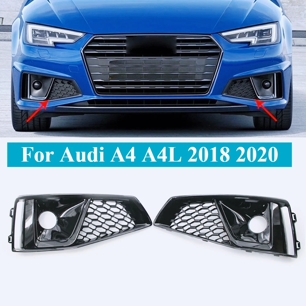 

For Audi A4 A4L 2018 2020 Sport Edition Front Light Cover Trim Lower Bumper Grille Modification Decoration Exterior Accessories