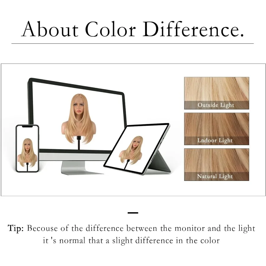 26 Zoll lange blonde synthetische Lace-Front-Perücke für Frauen mit geradem, geschichtetem Stil und HD-Spitze, vorgezupftem Haaransatz, mittlerer Par