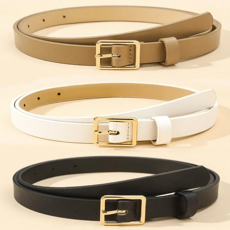 Cintura con fibbia quadrata dorata adatta per l'uso quotidiano versatile