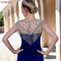 TOPQUEEN Bridal Tassel Shawl Jewelry Women's Shoulder Chain Dinner Wedding Top Cape Rhinestone Necklace Dress Accessories SG33