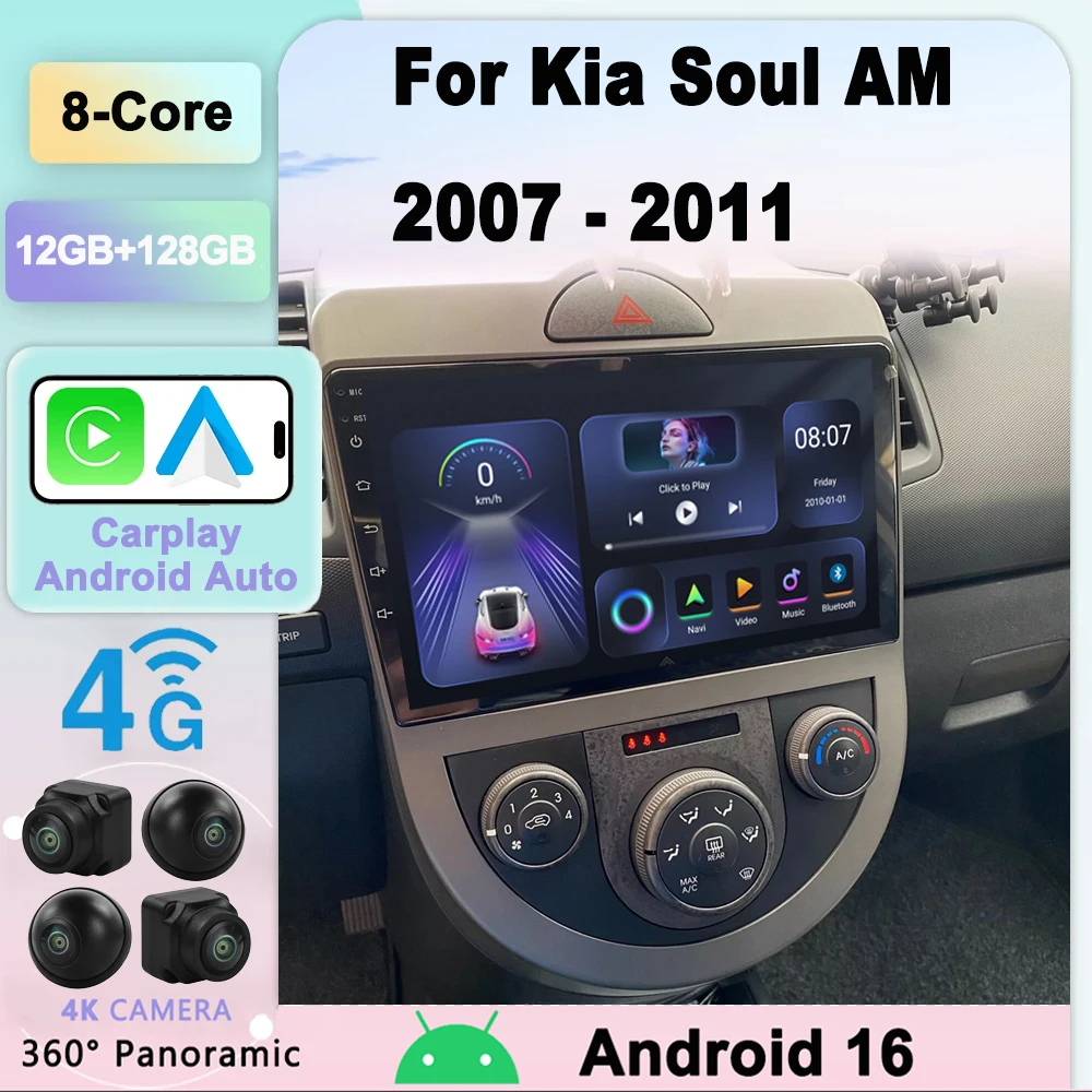 

Car Radio Android 16 For Kia Soul AM 2007 - 2011 Stereo GPS Navi Carplay Android Auto Multimedia Video Player 2din DVD