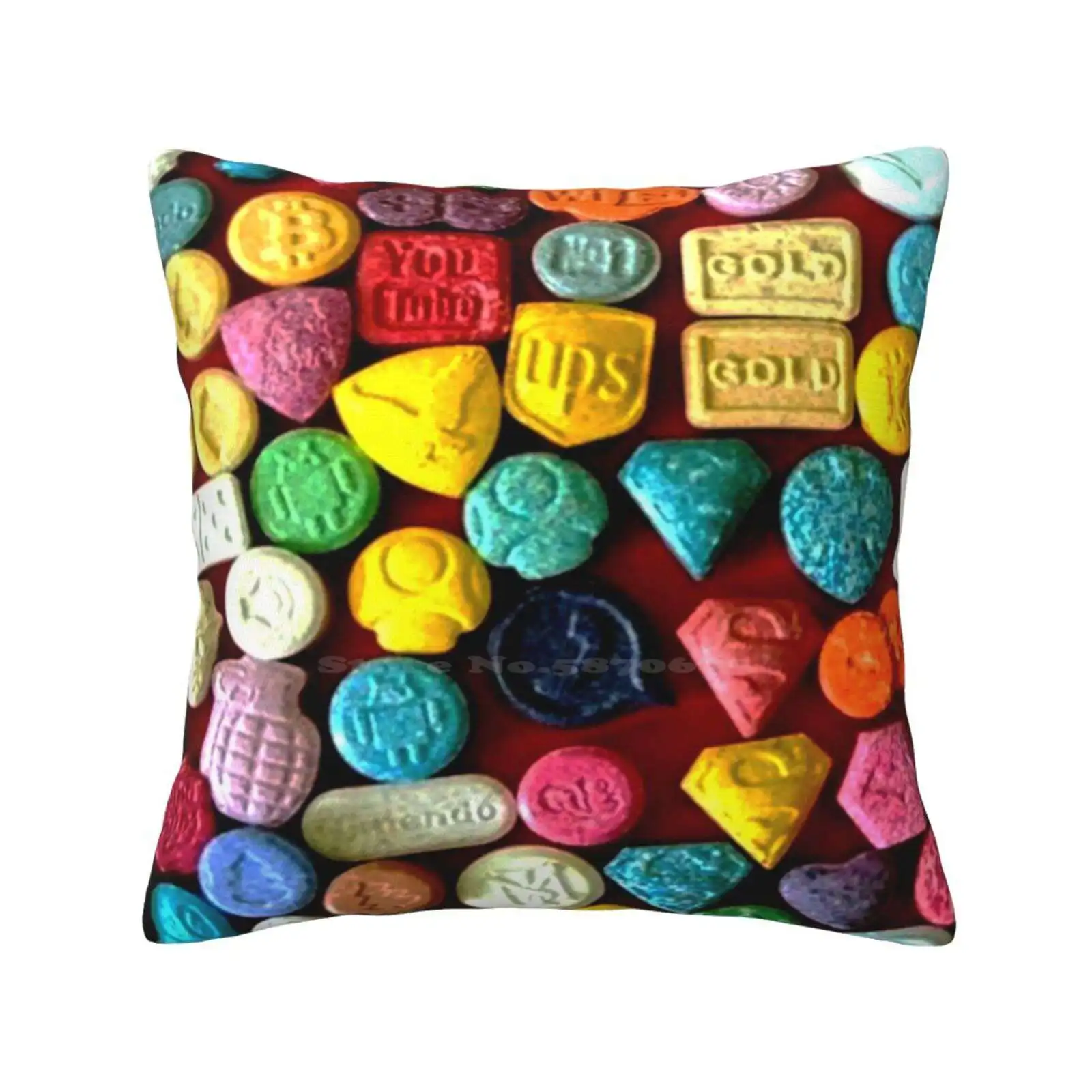 Ecstacy Home Sofa Car Cushion Cover Pillowcase Party Drugs Molly Pills Ecstacy Social Media