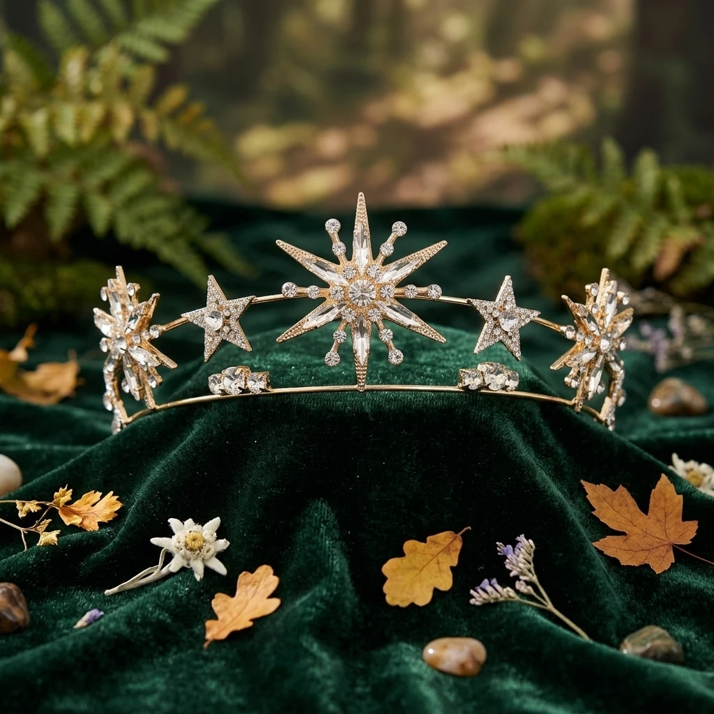 

Double Layer Rhinestone Star Crown Headband For Women Alloy Crystal Hair Accessories