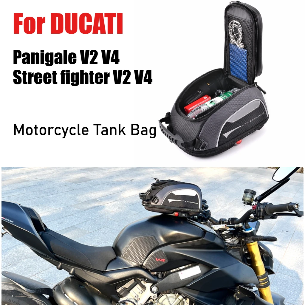 For DUCATI Panigale V2 V4 Streetfighter V4 R S Tank Bag Rotation Locked  Anti Theft Bag Waterproof Fuel Luggage Carrie Top Case