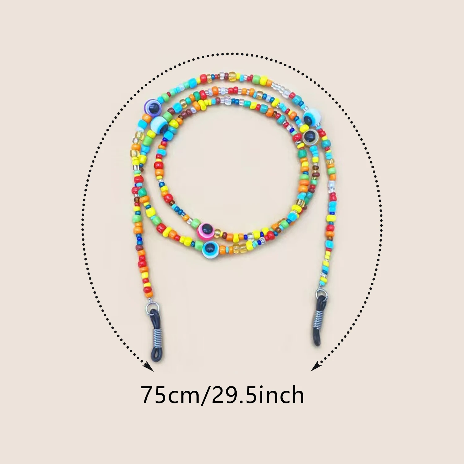 Beaded Glasses Chain Anti Slip Sunglasses Reading Glasses Lanyard Strap Rainbow Color Mask Face Covering Eyewear Retainer