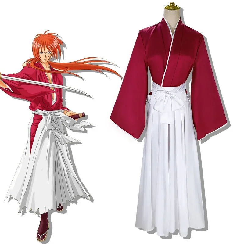 Himura Kenshin Cosplay Costume Rurouni Kenshin Cosplay Wig Men and Women In Kendo Suits Halloween Kimono Full Set