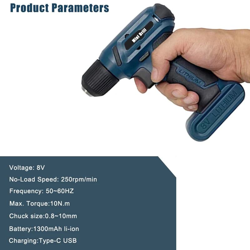 SHENHAOXU 8V Cordless Electric Screwdriver Mini Drill Portable Electric Drill Lithium Battery Operated Rechargeable Power Tools